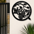 Rustic Welcome Pinecone Metal Sign, Cabin Forest Decor, Pine Branch Door Sign