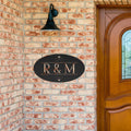 Custom Couple Initials Metal Sign: Oval Monogram Wedding Gift