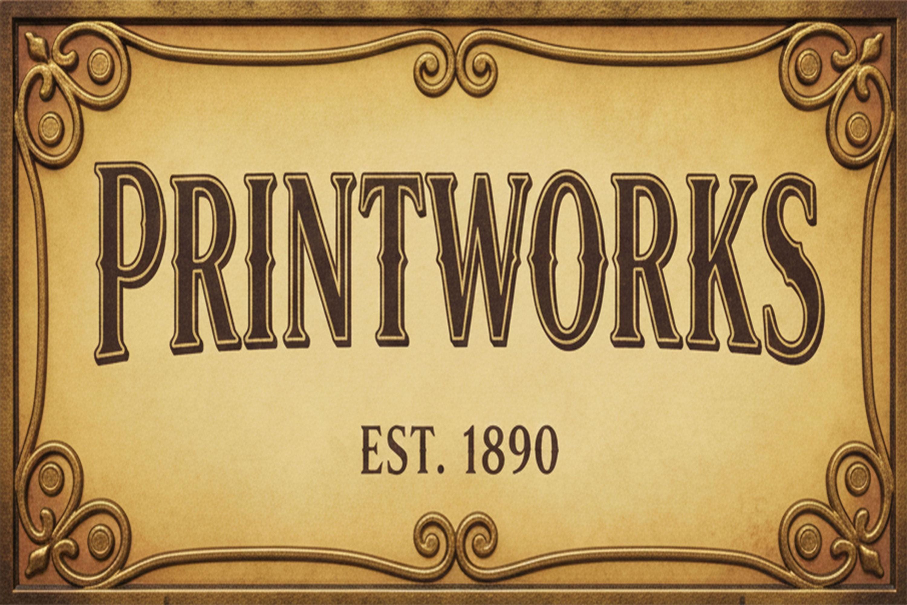Vintage Printworks Metal Sign, Rustic Industrial Office Decor, Antique Newspaper Shop Wall Art