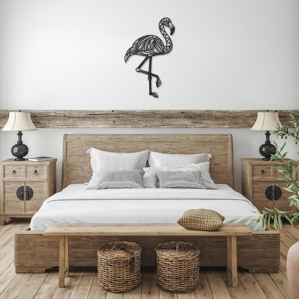 Geometric Flamingo Metal Wall Art, Modern Tropical Decor, Pink Flamingo Sign, Nursery Art