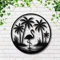 Flamingo Metal Wall Art, Palm Tree Coastal Decor