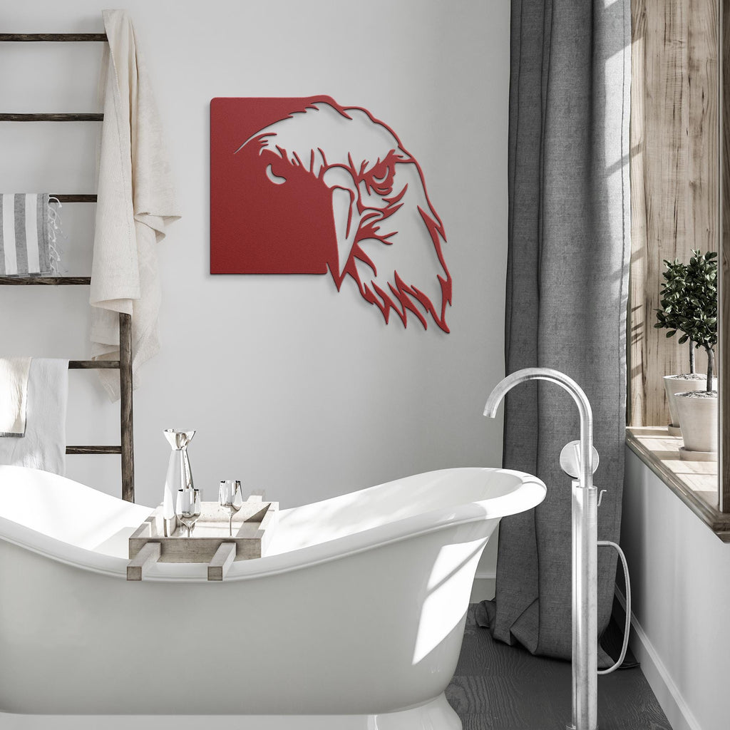 Die-Cut Black Eagle Head Metal Wall Art, Raptor Sign