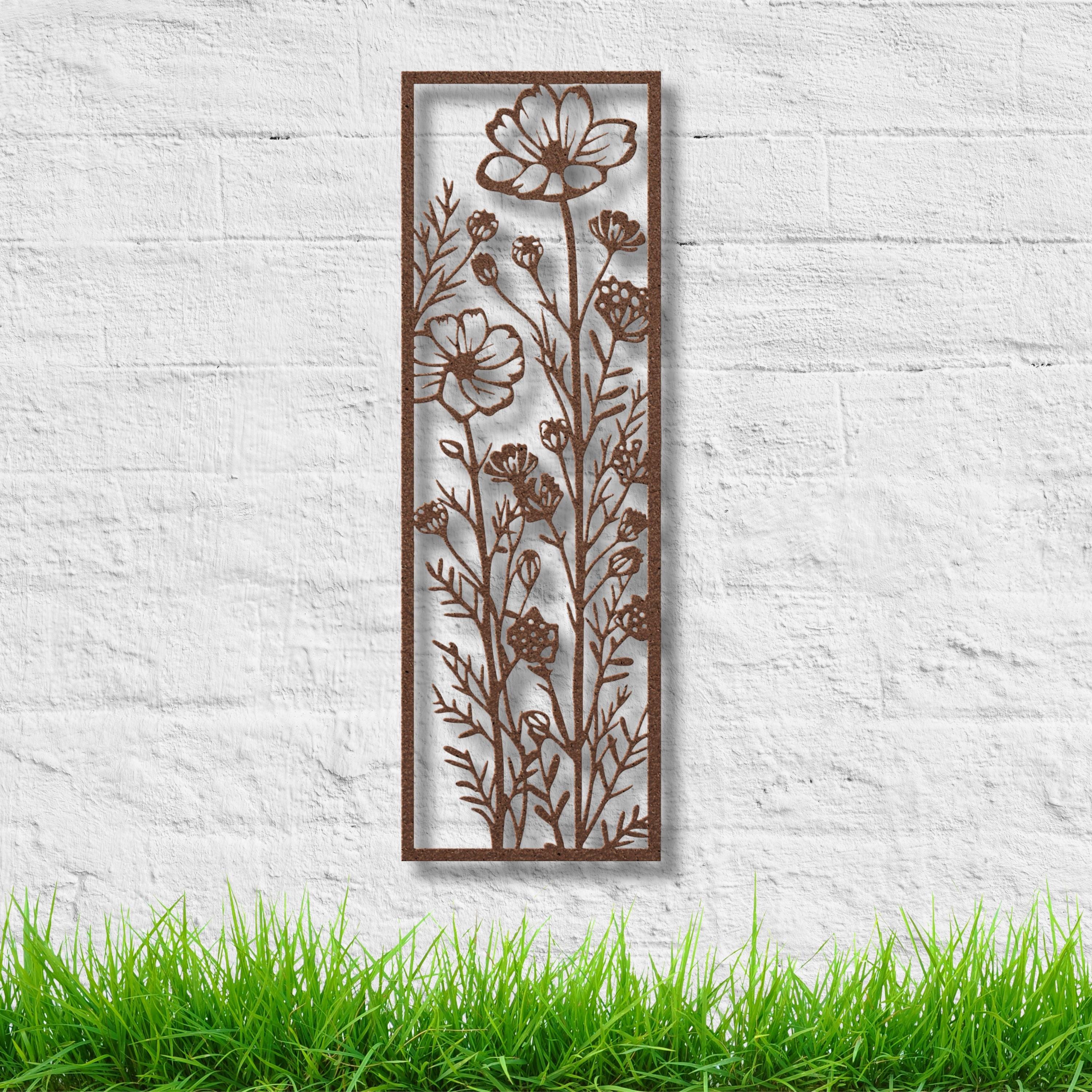 Metal Flower Wall Art – Vertical Floral Panel | Durable Botanical Wall Decor