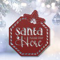 Santa Stop Sign - Custom Christmas Door Decor | Festive Metal Welcome Plaque
