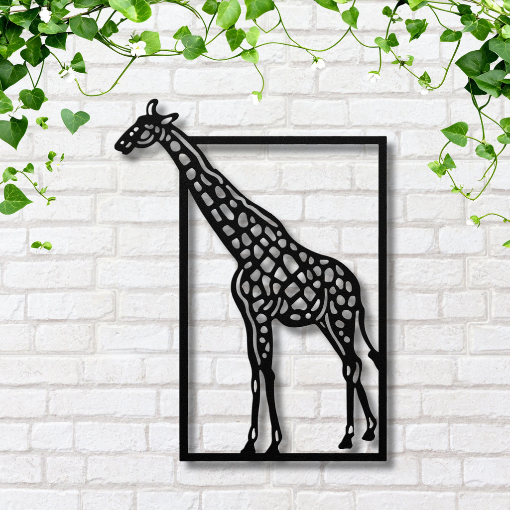 African Giraffe Silhouette Metal Wall Art | Die-Cut Nature Safari Decor | Unique Minimalist Farmhouse Gift for Animal Lovers