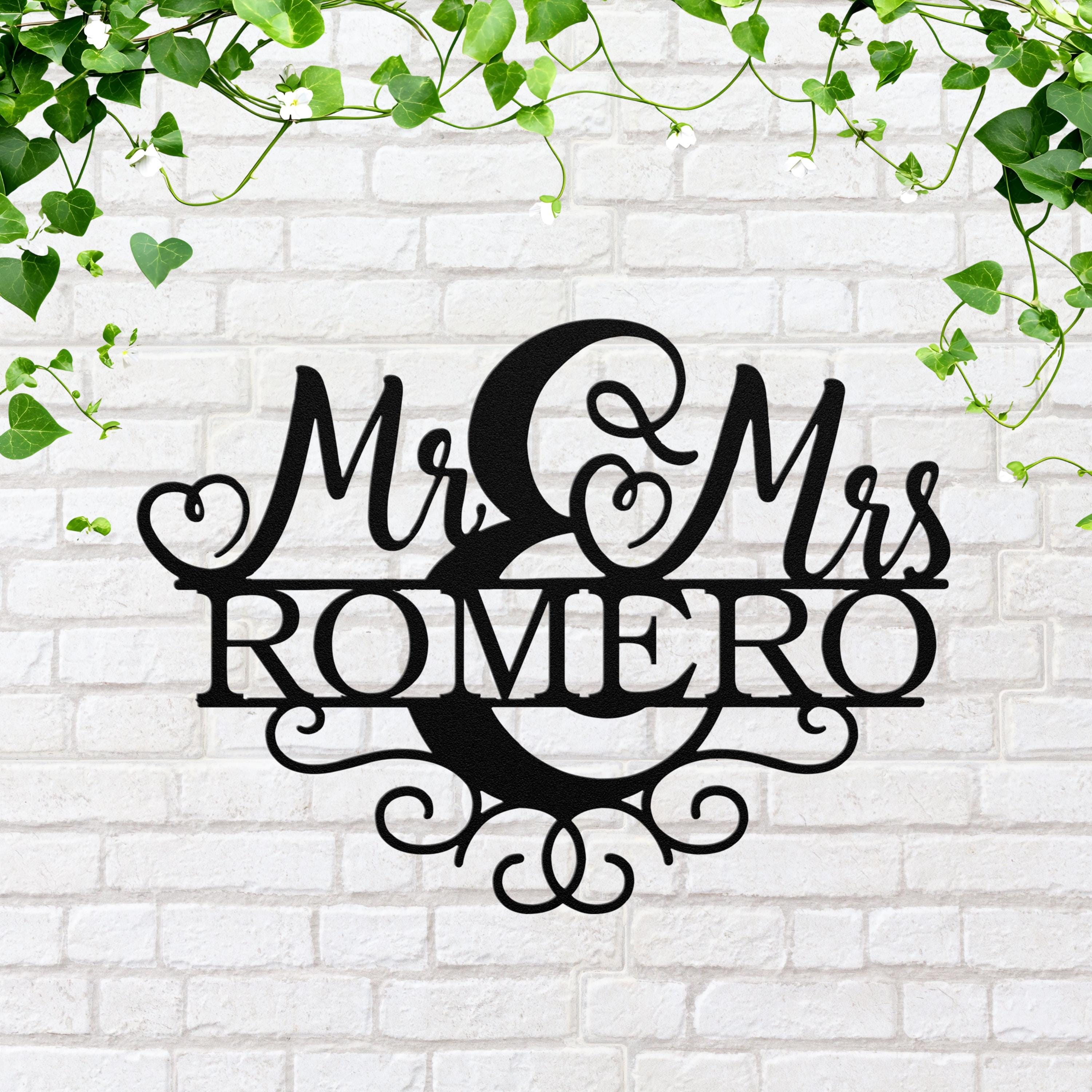 Personalized Mr & Mrs Metal Last Name Sign, Wedding Gift