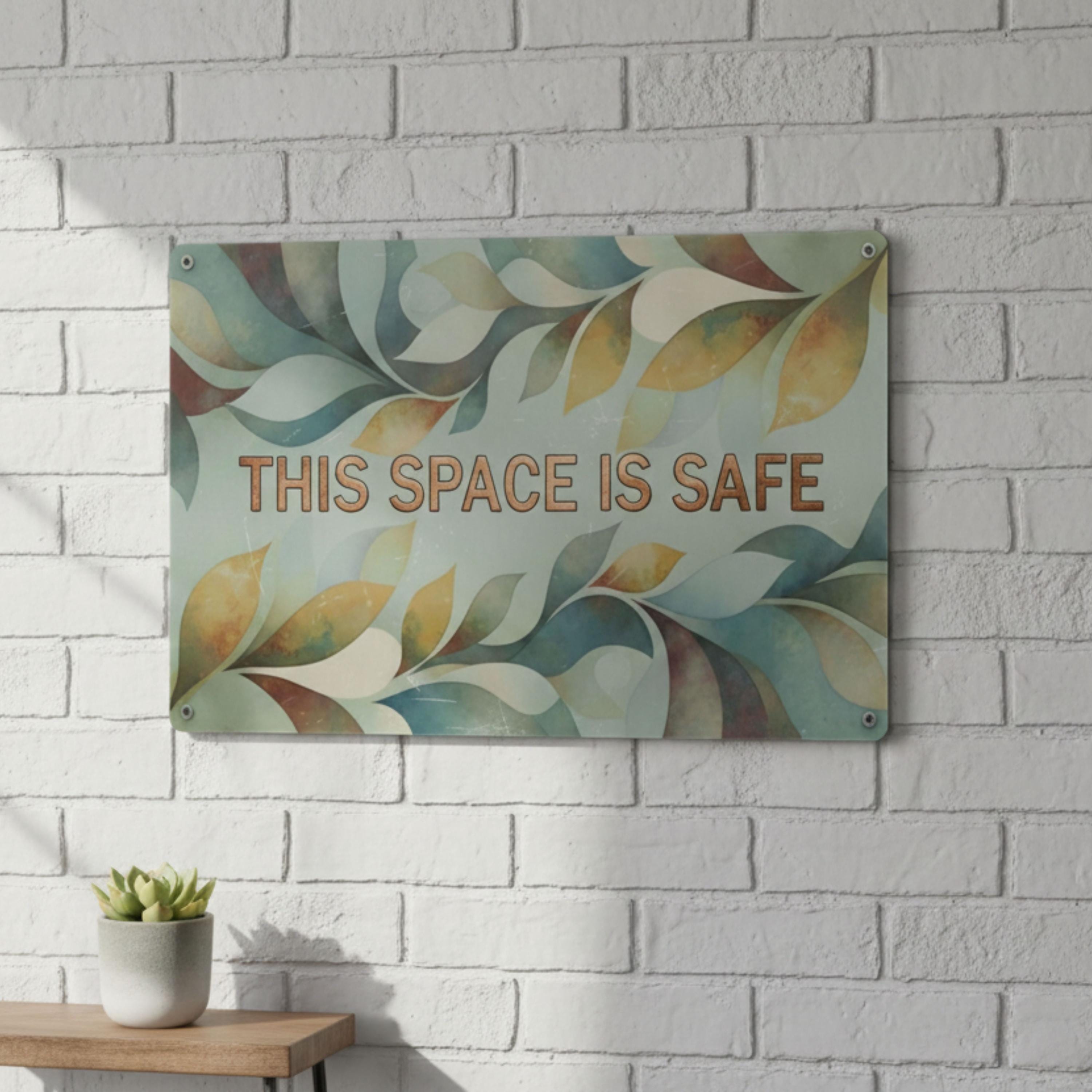 This Space is Safe Metal Sign, Calming Wall Art, Therapist Office Decor, Yoga Art