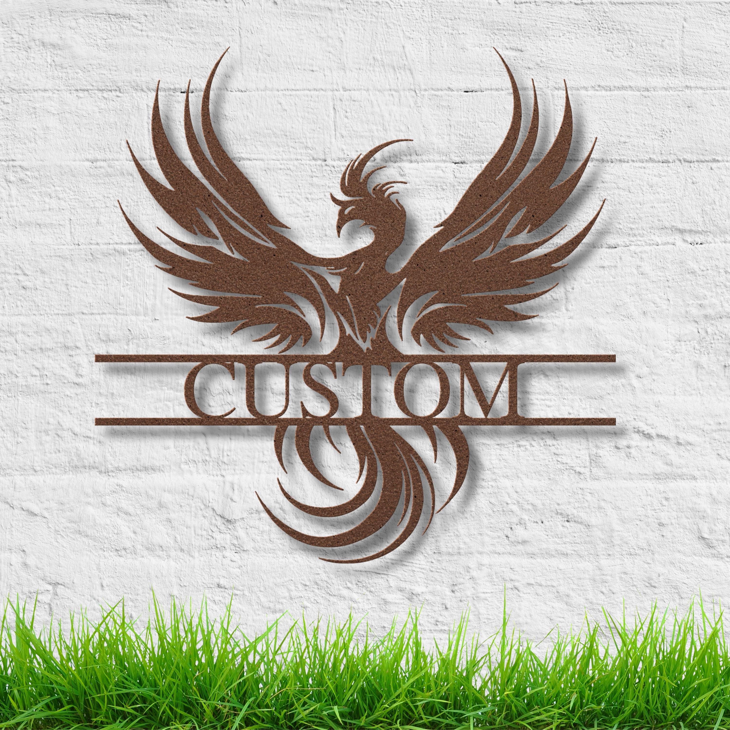 Custom Phoenix Metal Sign, Personalized Name Monogram, Housewarming Gift