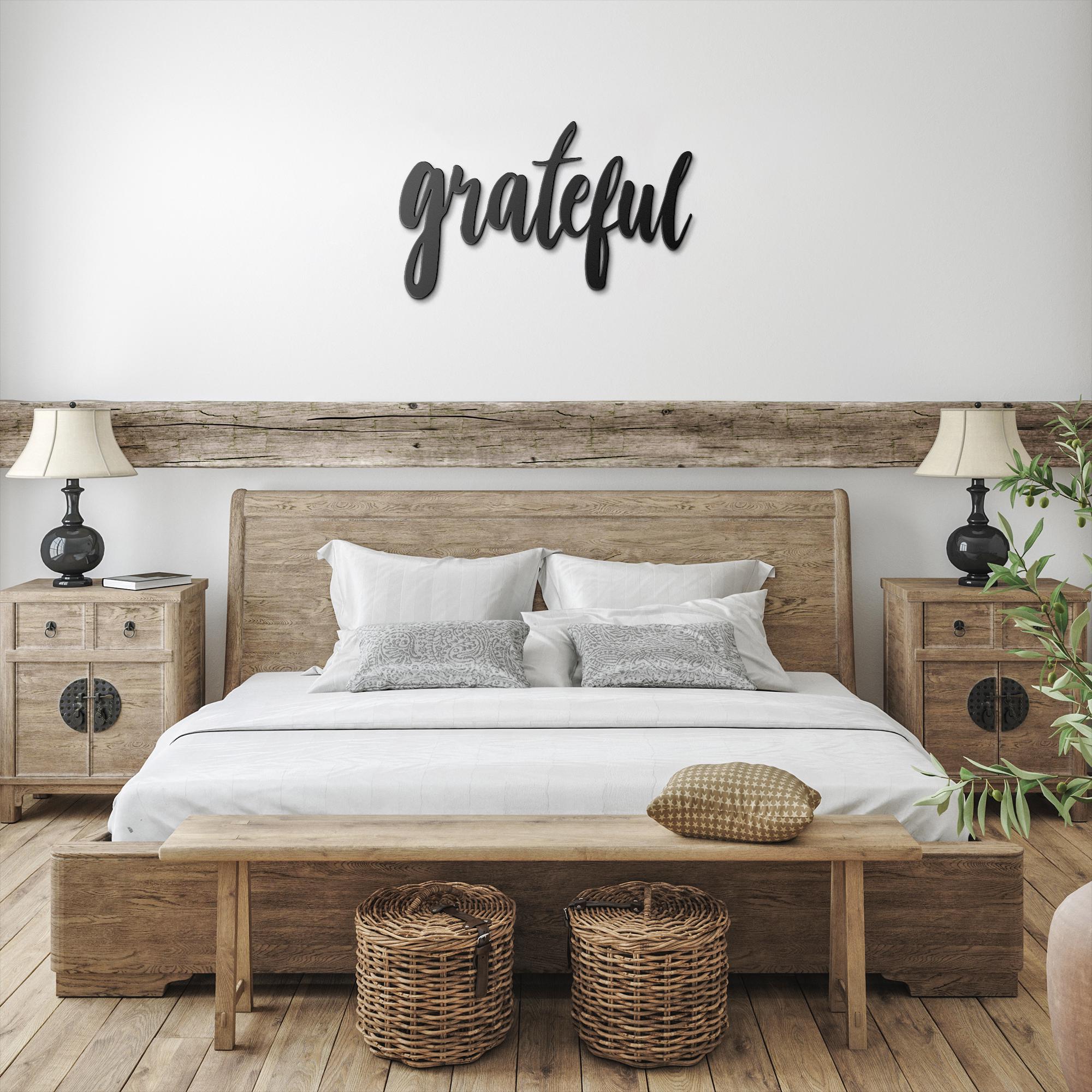 Grateful Script Die-Cut Metal Sign, Modern Farmhouse Decor, Inspirational Word Art, Thankful Gift