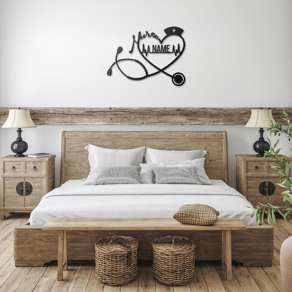 Personalized Nurse Sign - Custom Nurse Metal Sign | Stethoscope Wall Art Gift