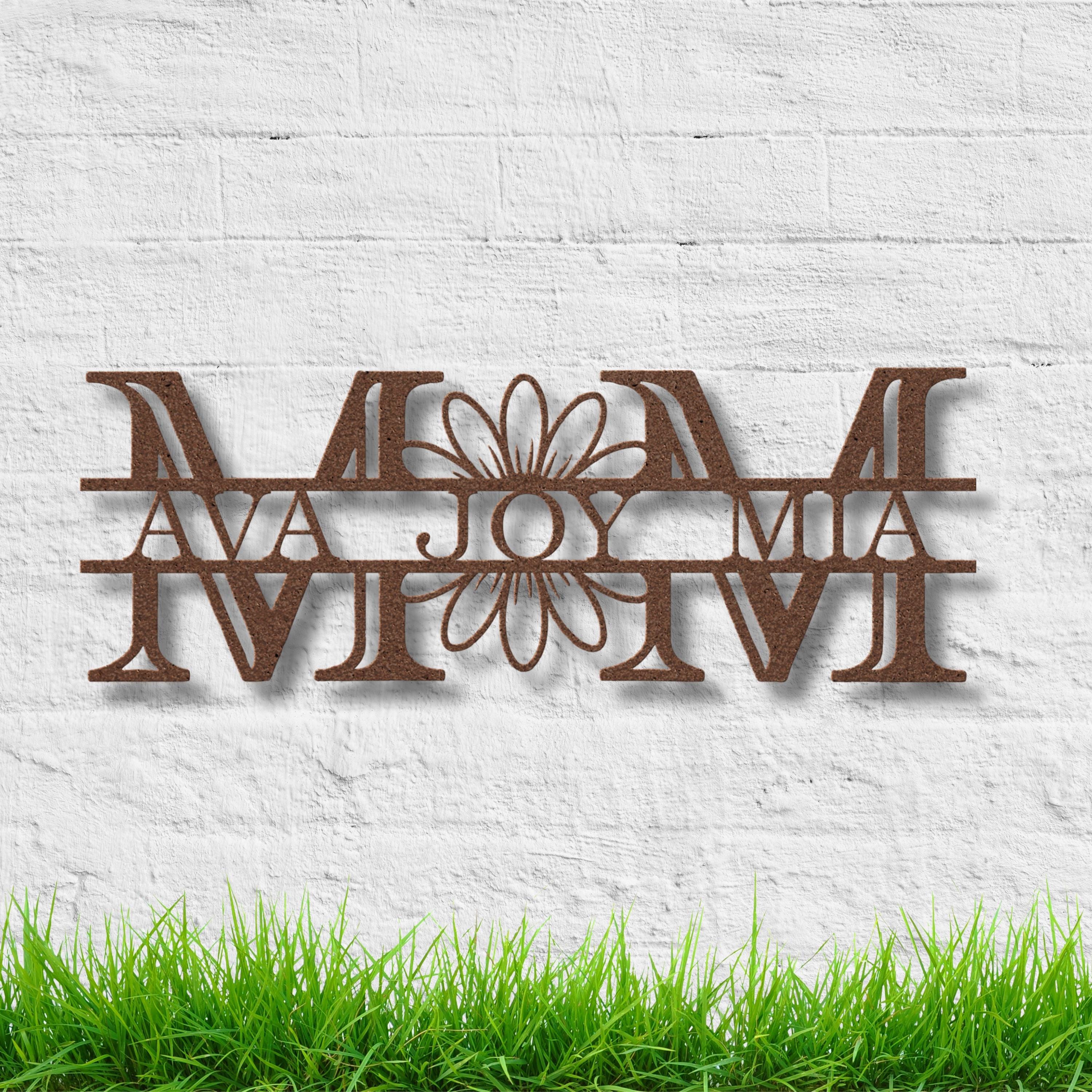 Personalized Mom Sign - Custom Metal Wall Art With Kids Names & Floral Decor