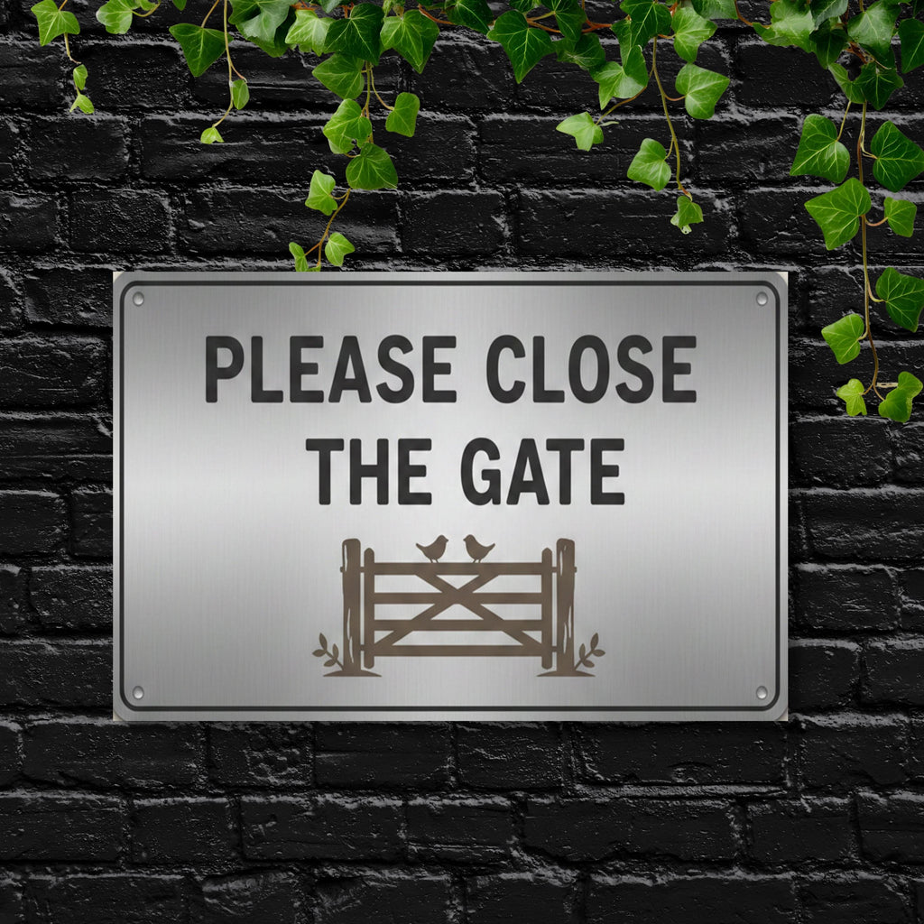 Please Close The Gate Metal Sign, Farmhouse Decor, Garden Gate Sign, Rustic Plaque