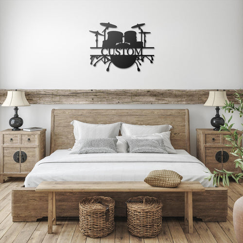 Custom Drum Set Sign - Personalized Drummer Gift | Music Studio Decor | 18 Gauge Steel Art
