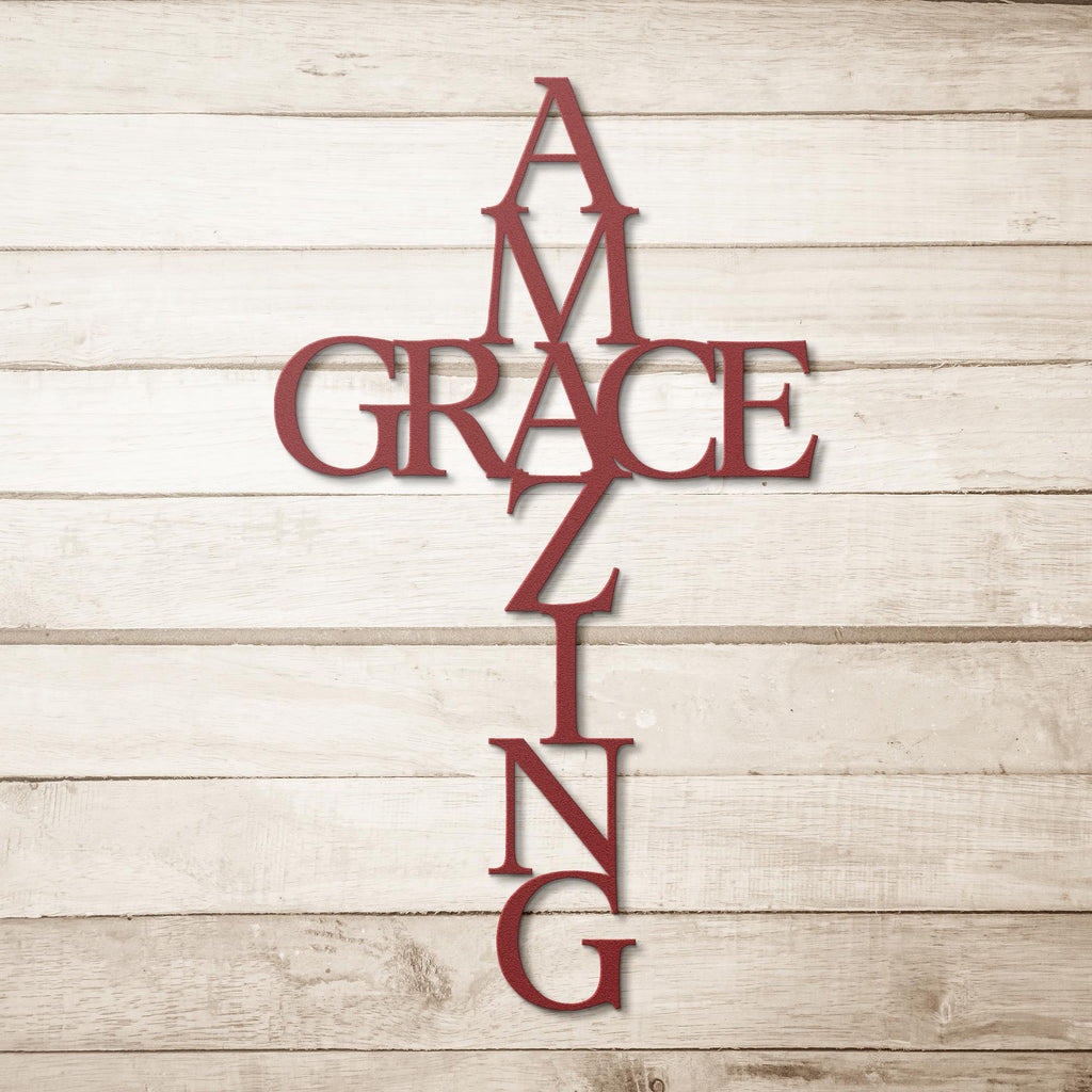 Grace Cross, Christian Metal Wall Art, Faith Based Home Decor