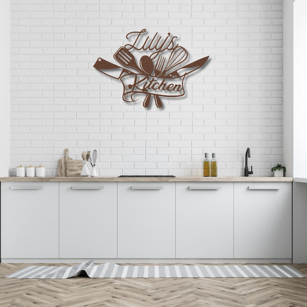 Personalized Kitchen Metal Sign, Custom Chef Decor