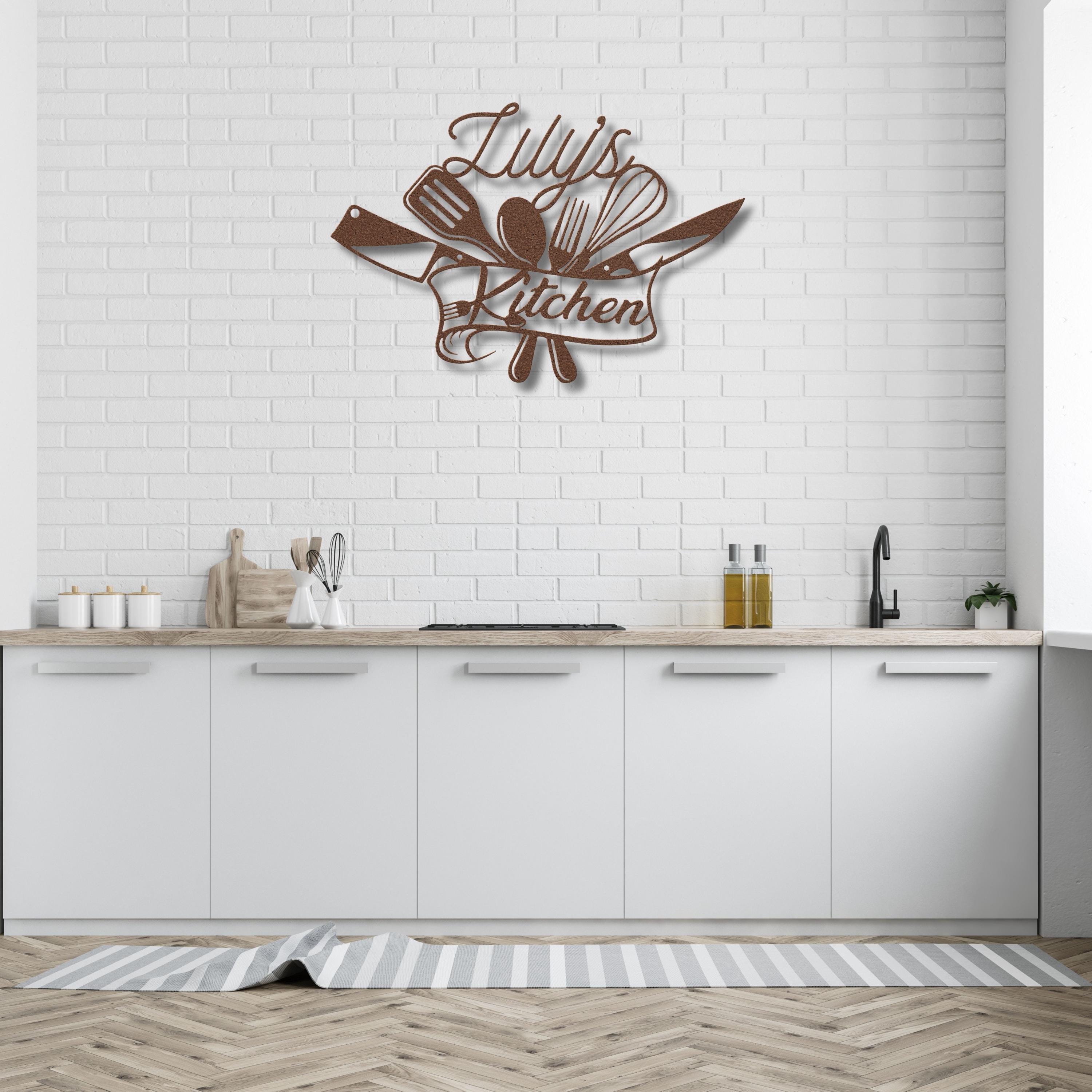 Personalized Kitchen Metal Sign, Custom Chef Decor