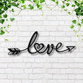 Love Arrow Metal Wall Art, Script Heart Sign, Romantic Bedroom Wall Decor