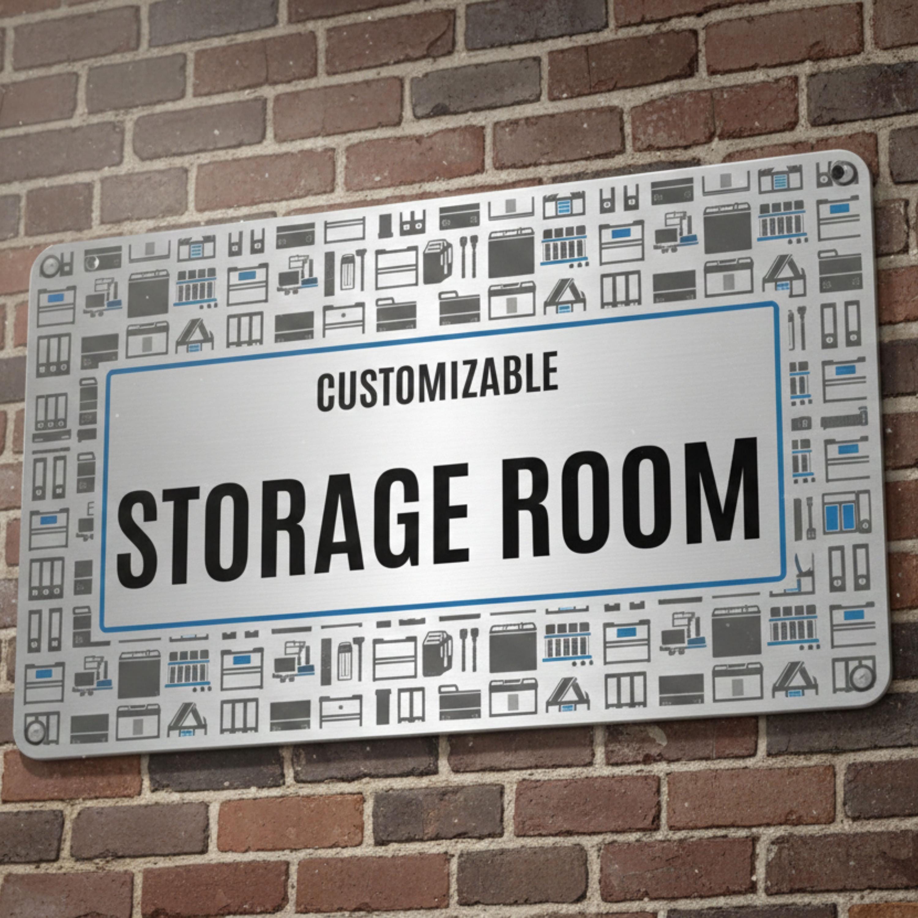 Custom Storage Sign - Industrial Metal Storage Plaque for Office Organization