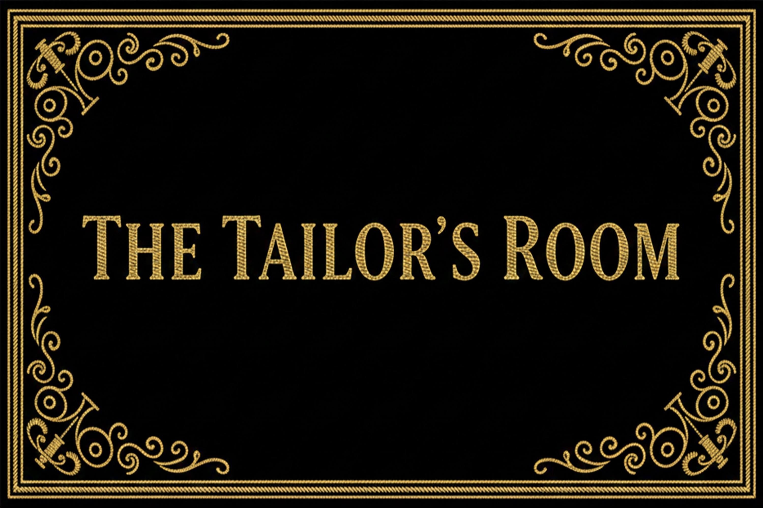 The Tailor's Room Metal Sign, Vintage Sewing Shop Decor, Luxurious Gold Thread Look Art