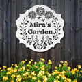 Personalized Metal Garden Sign | Floral Name Welcome Plaque