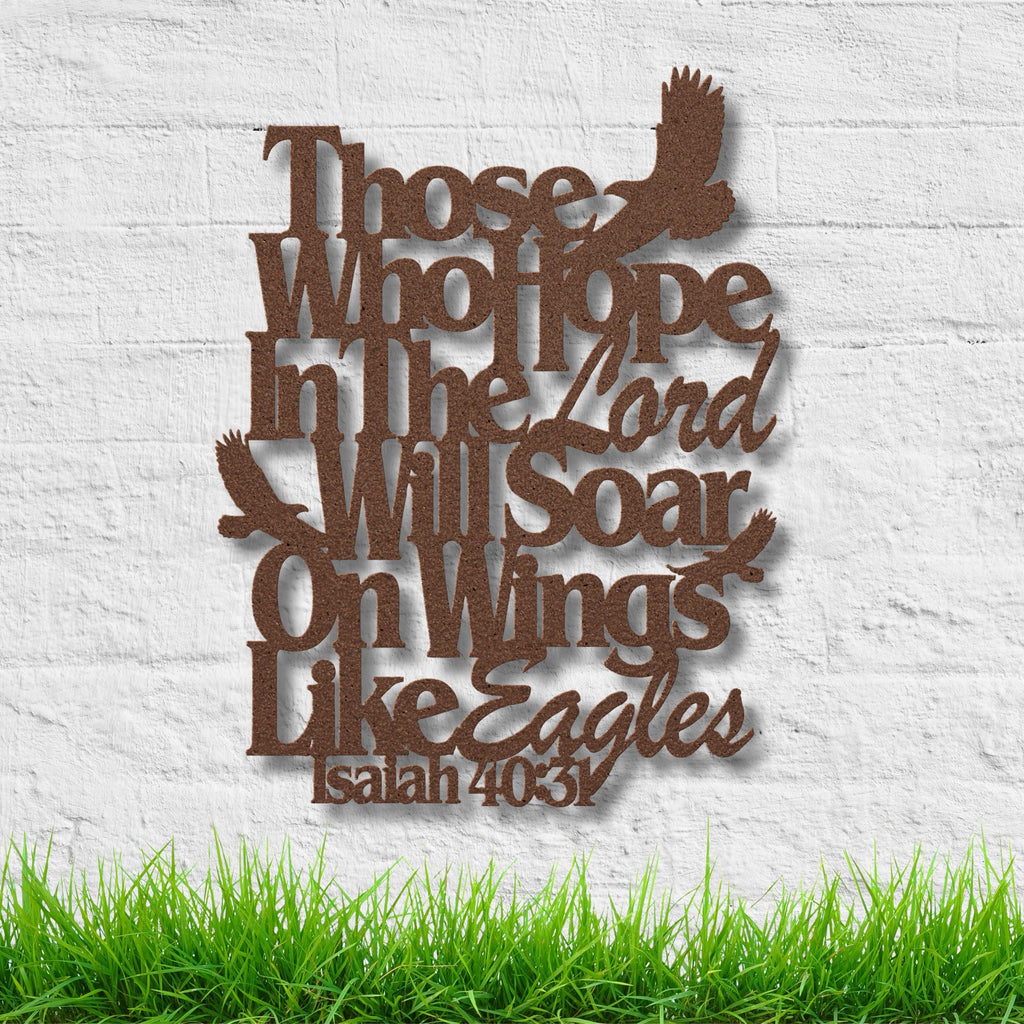 Isaiah 40:31 Bible Verse Metal Art, Soar on Wings Like Eagles Sign, Christian Gift