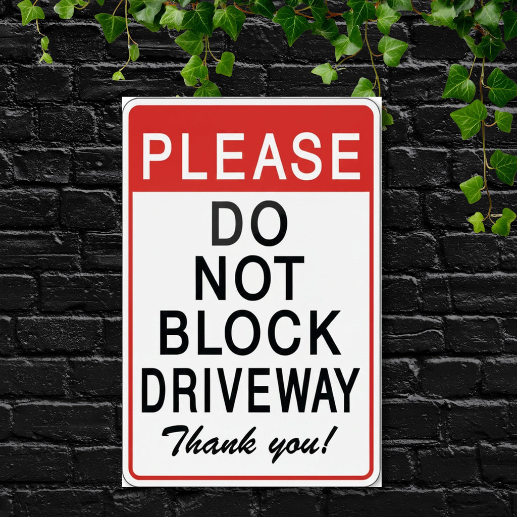 Do Not Block Driveway Sign, Parking Warning Plaque, Private Property Metal Sign