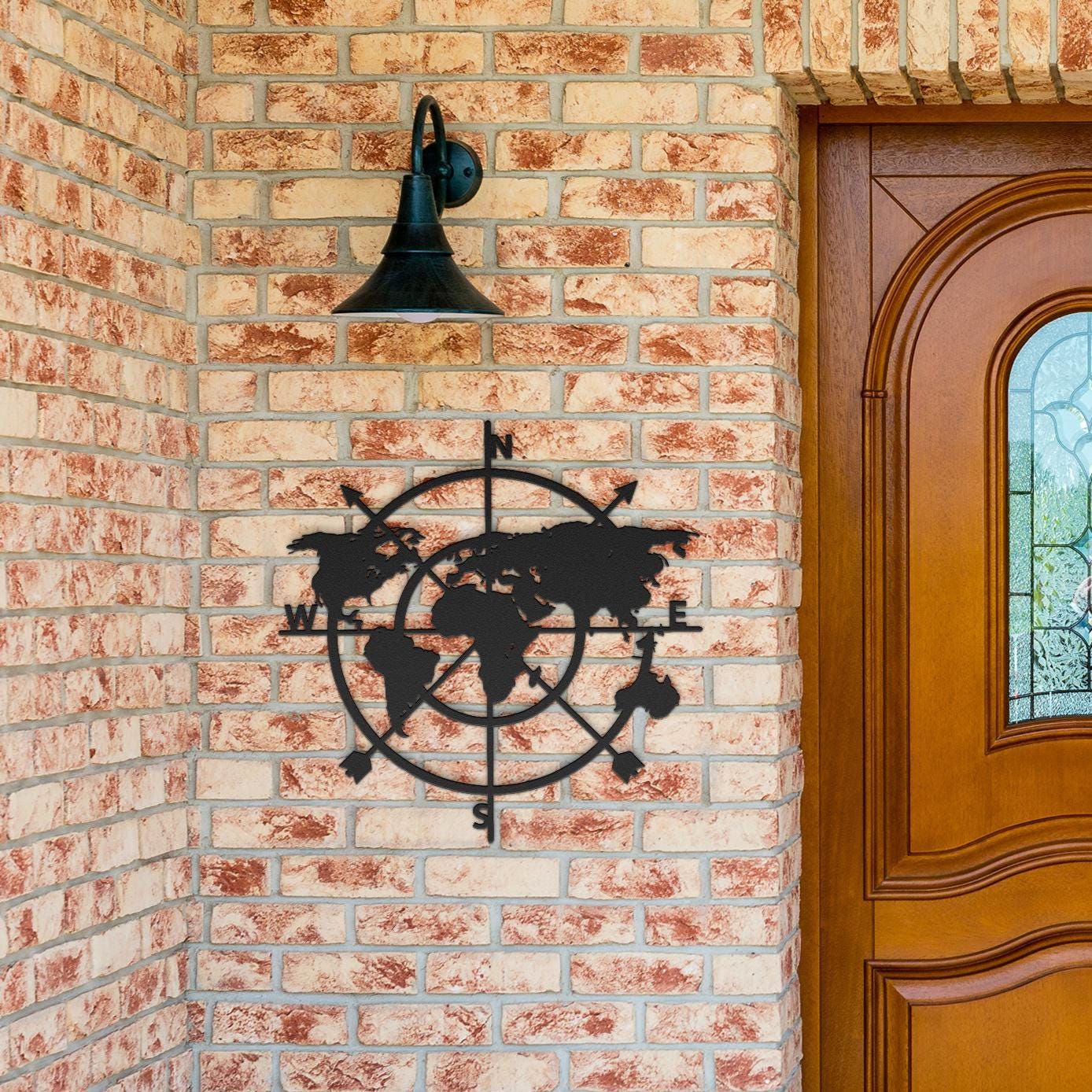 Metal World Map Compass Wall Art | Travel Decor