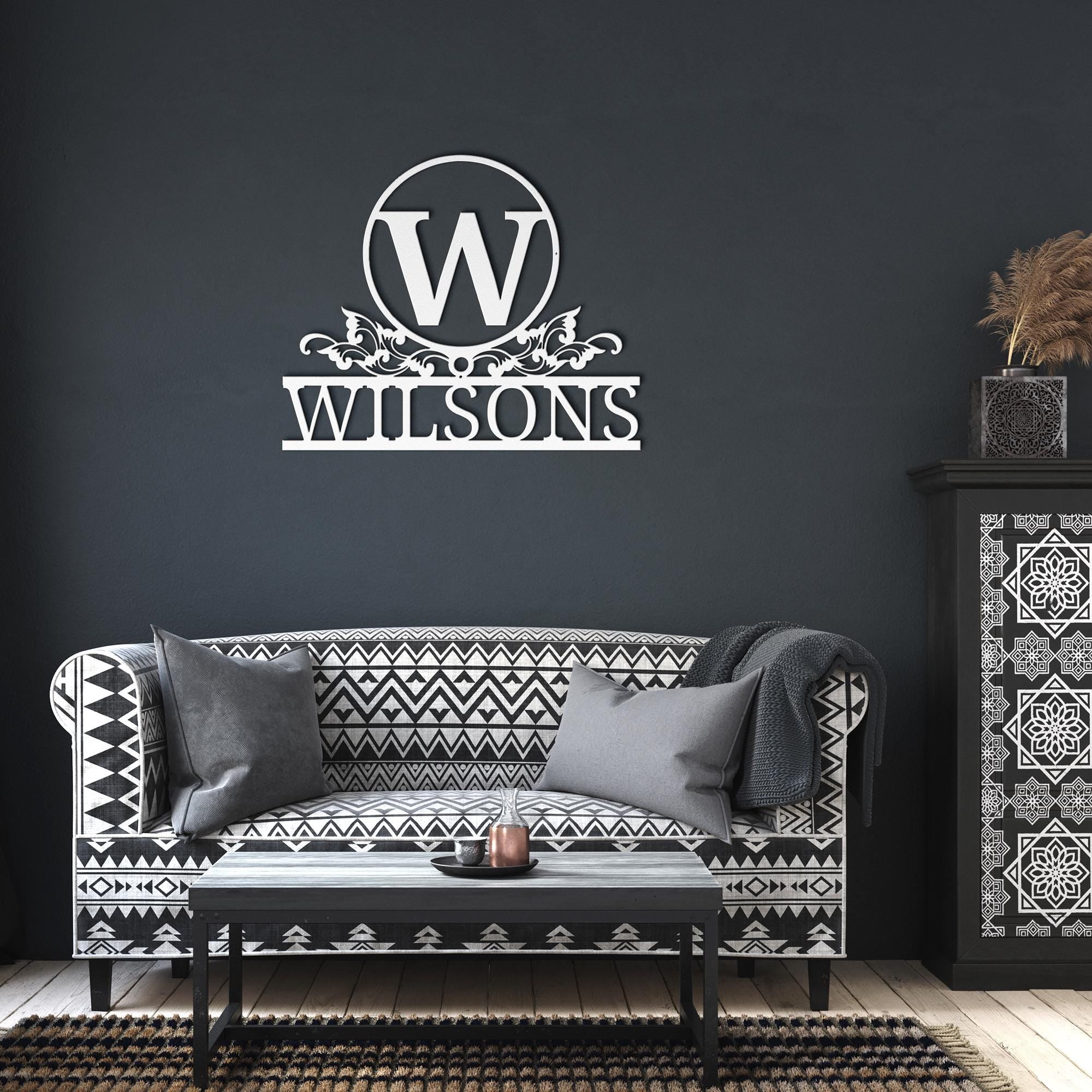 Custom Metal Sign - Personalized Name Plaque With Elegant Scrollwork Decor