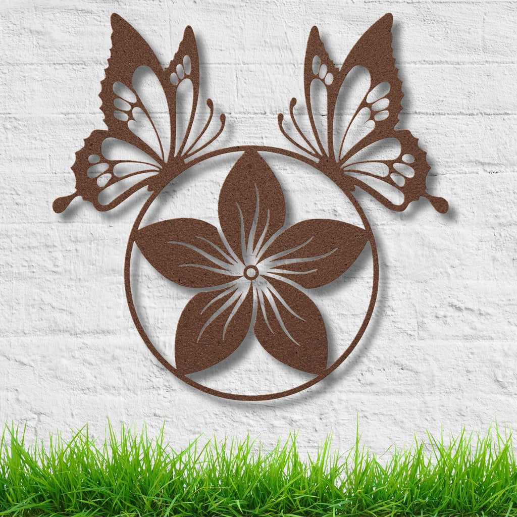 Butterfly and Flower Metal Art | Nature Die Cut Wall Sign | Minimalist Floral Decor | Spring Garden Insect Gift