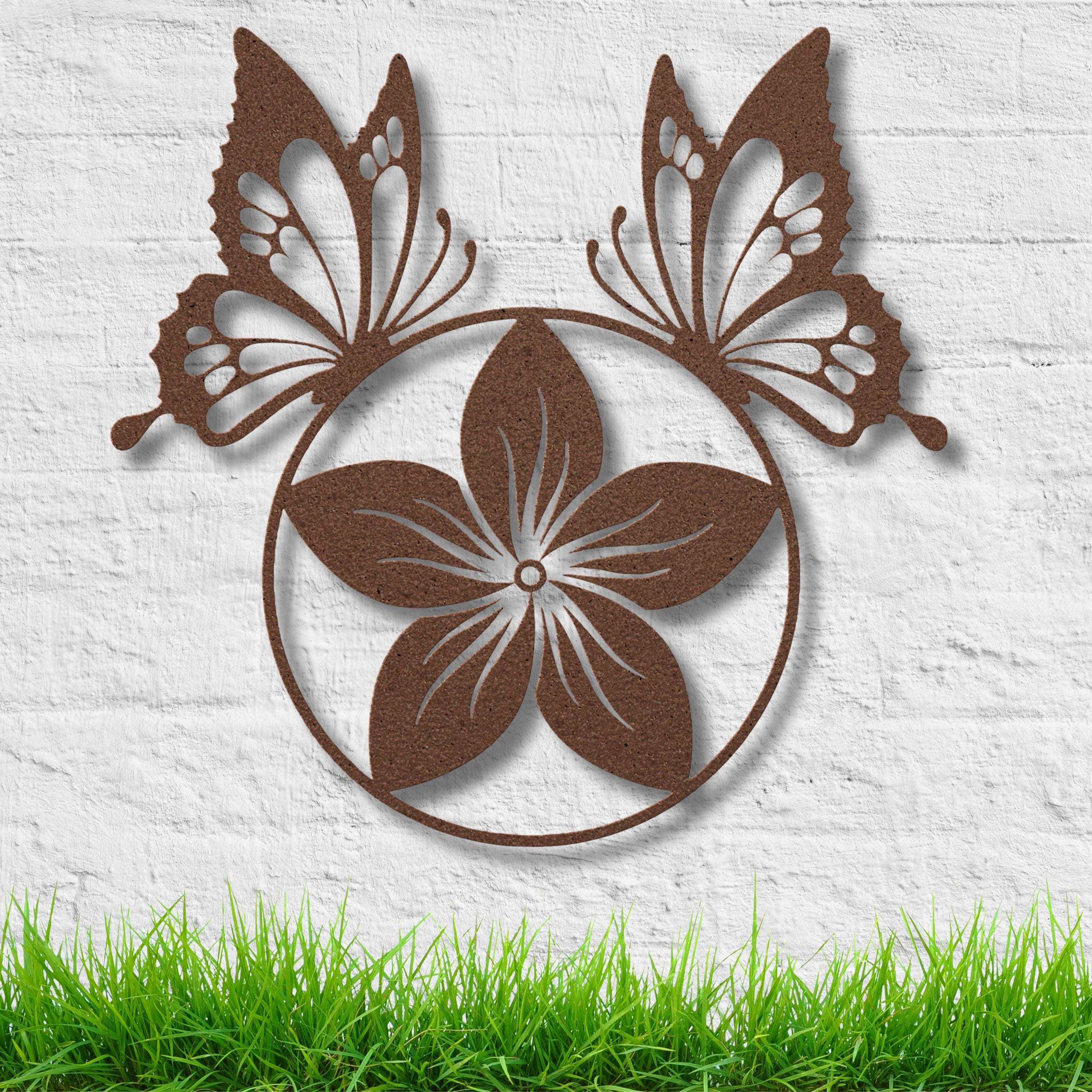 Butterfly and Flower Metal Art | Nature Die Cut Wall Sign | Minimalist Floral Decor | Spring Garden Insect Gift