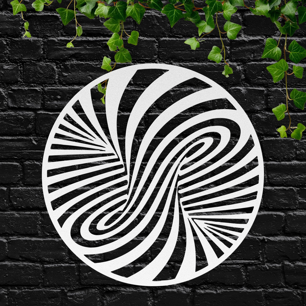 Abstract Swirl Metal Wall Art, Optical Illusion Sign, Black and White Spiral Decor, Geometric Modern Wall Hanging, Unique Housewarming Gift