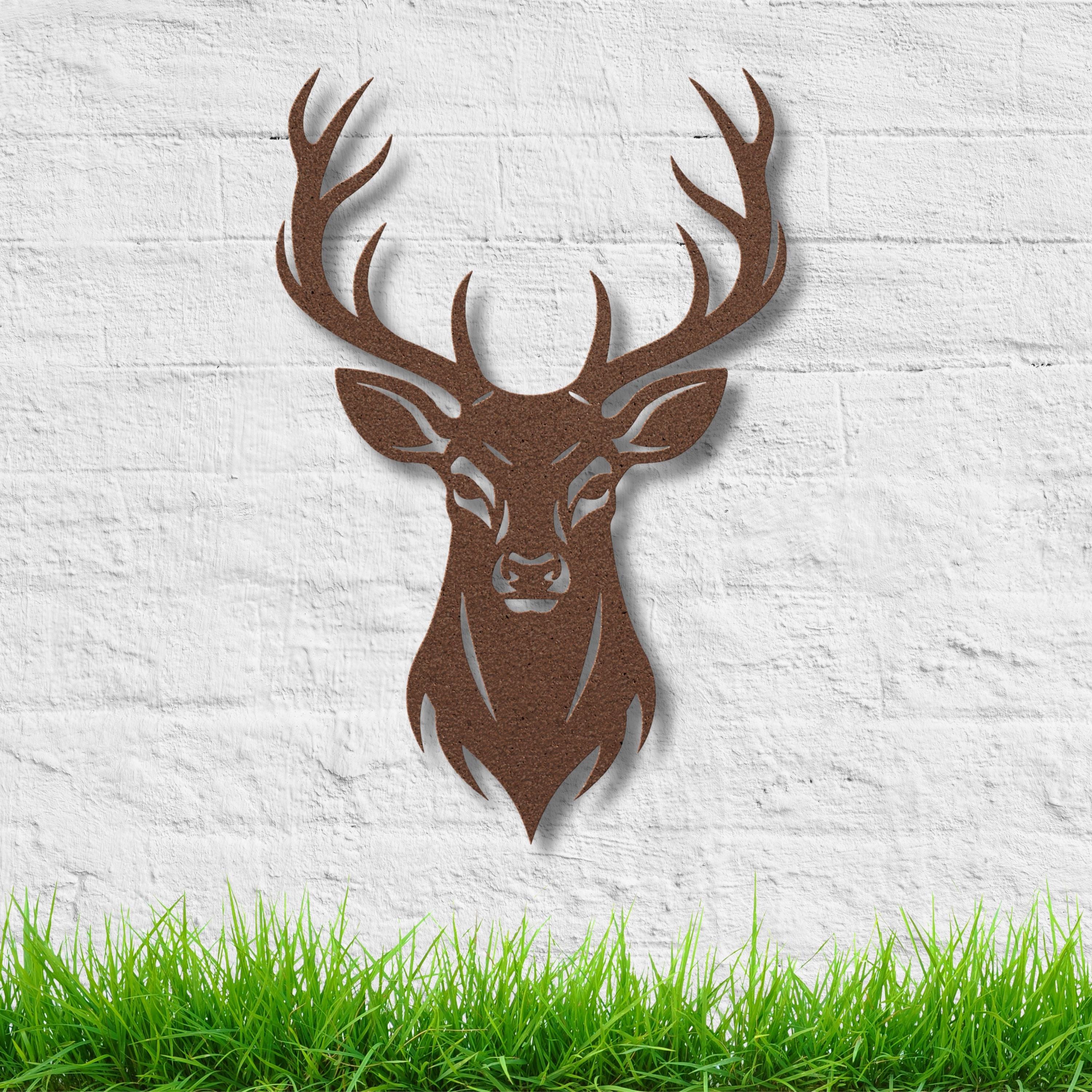 Rustic Stag Head Metal Wall Art, Cabin Lodge Decor
