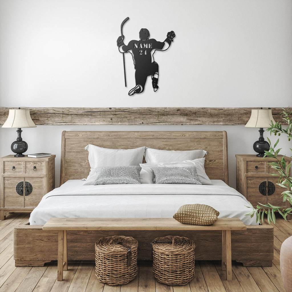 Personalized Hockey Wall Art – Custom Name Number Sign | Metal Sports Decor