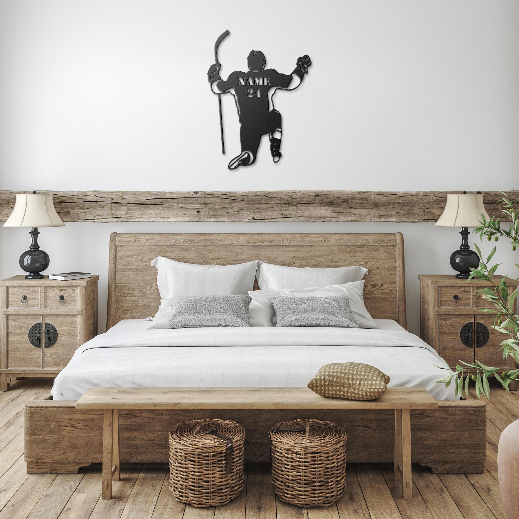 Personalized Hockey Wall Art – Custom Name Number Sign | Metal Sports Decor