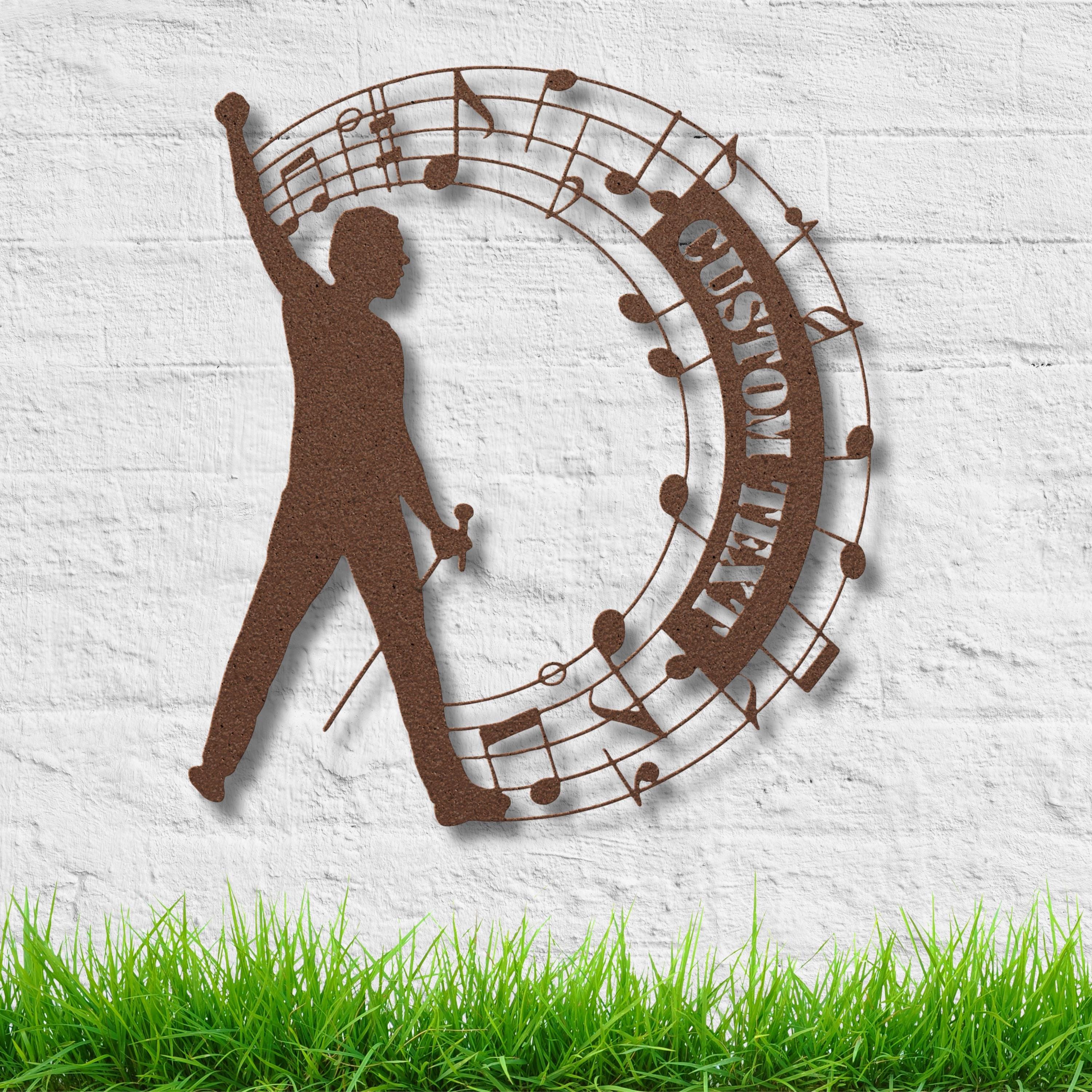 Personalized Musician Metal Sign, Rock Star Silhouette, Custom Music Notes