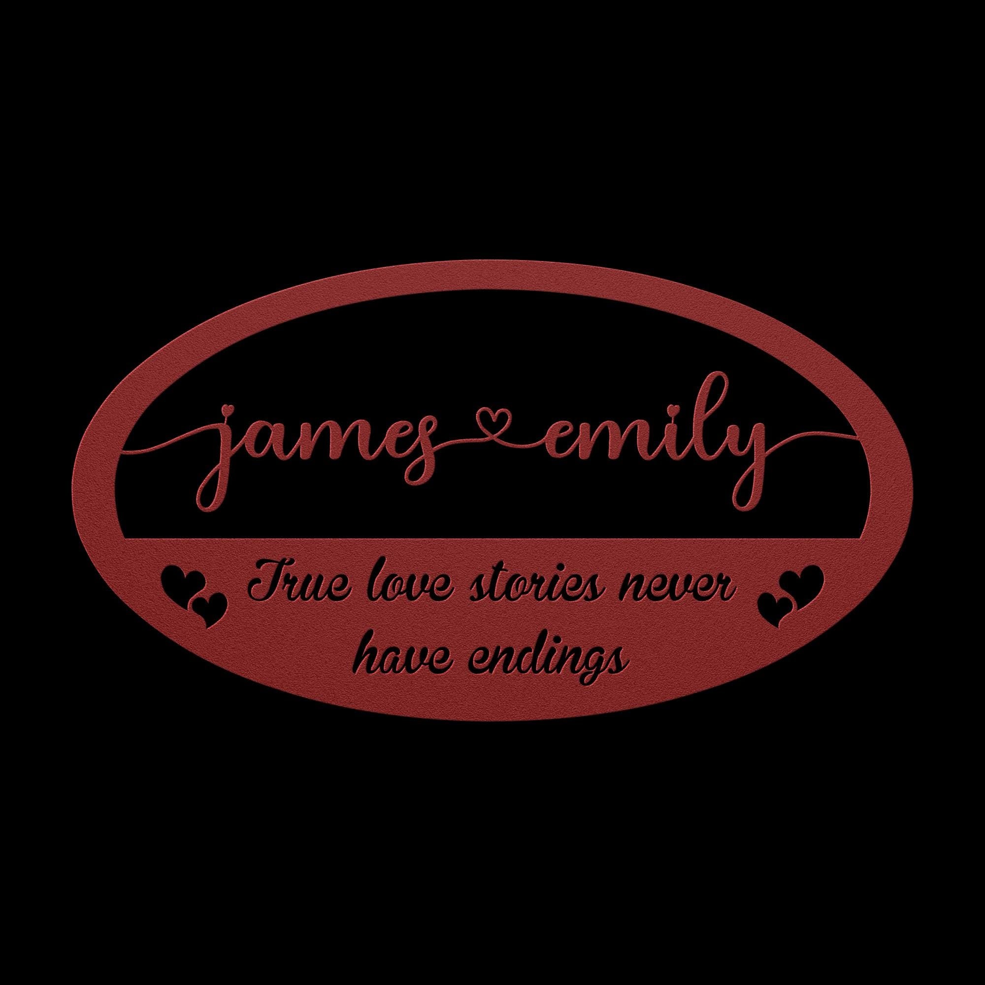 Custom Couple Name Metal Sign: Oval Steel Wall Art