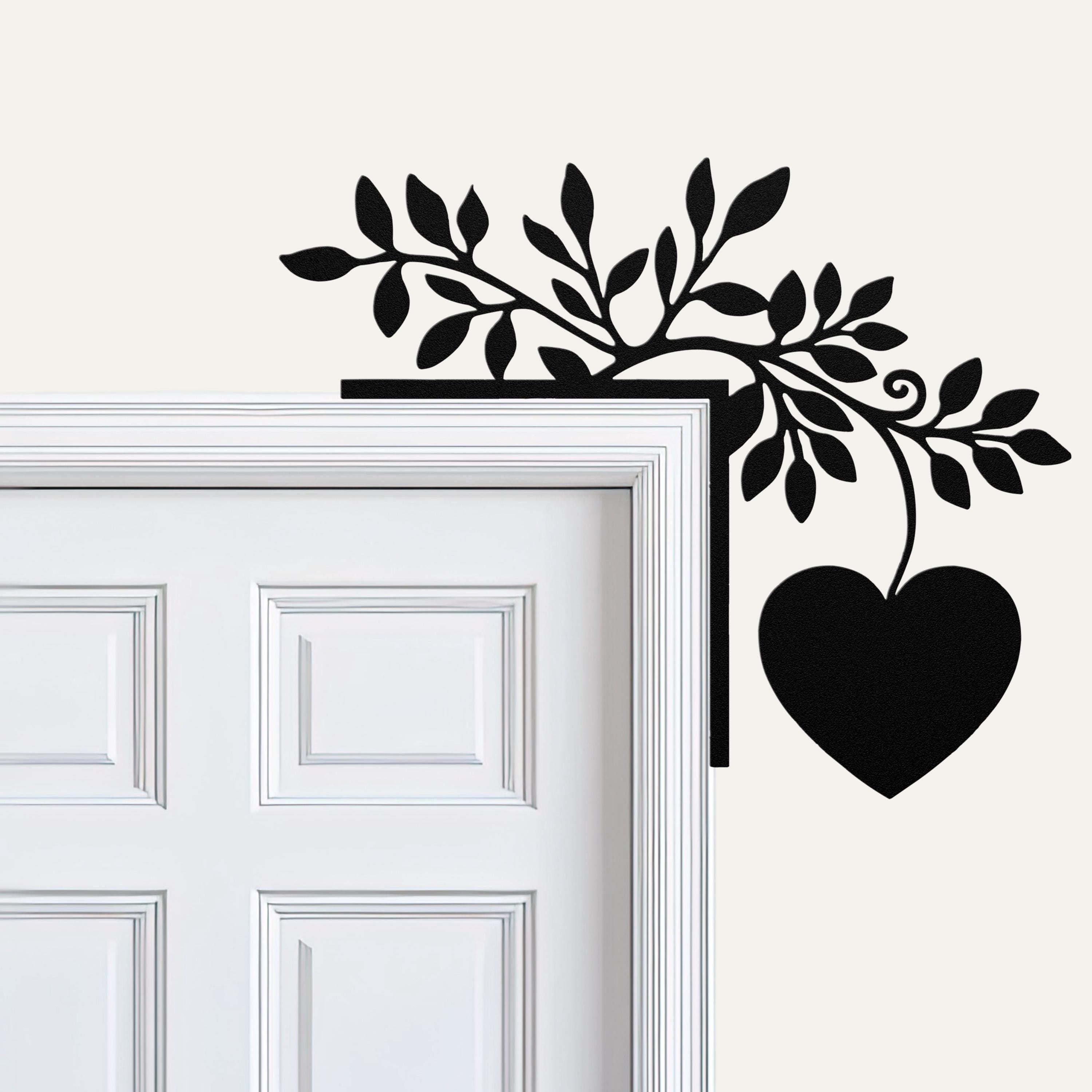 Heart and Leaf Metal Door Corner Sign, Romantic Wall Art, Wedding Anniversary Gift