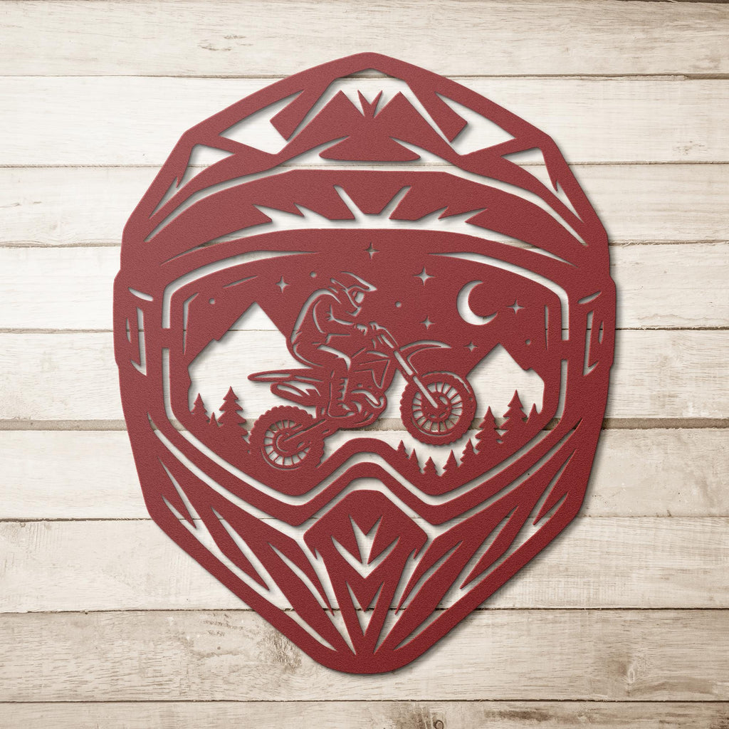 Dirt Bike Metal Wall Art, Motocross Helmet Sign, Garage Decor, Biker Gift for Men