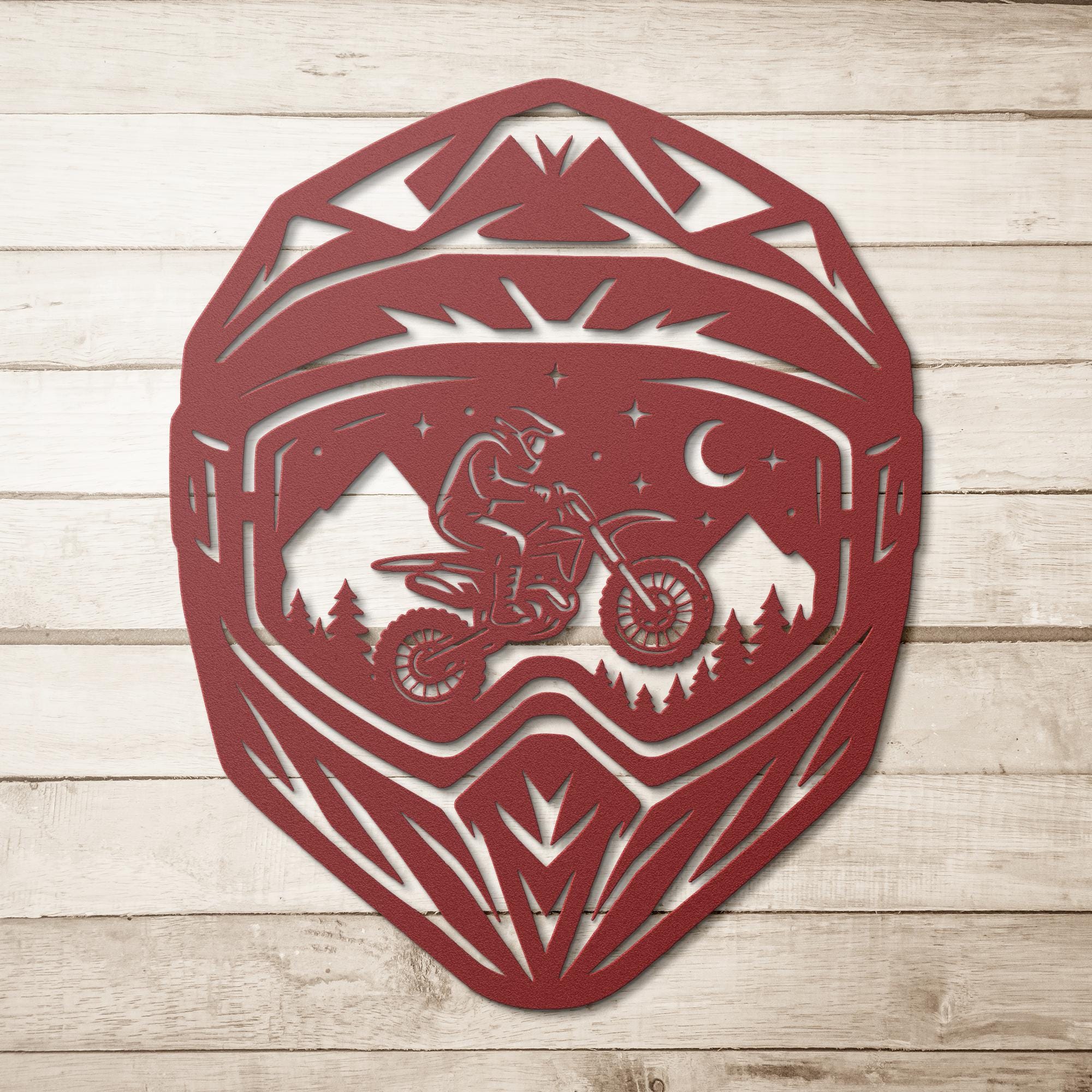 Dirt Bike Metal Wall Art, Motocross Helmet Sign, Garage Decor, Biker Gift for Men
