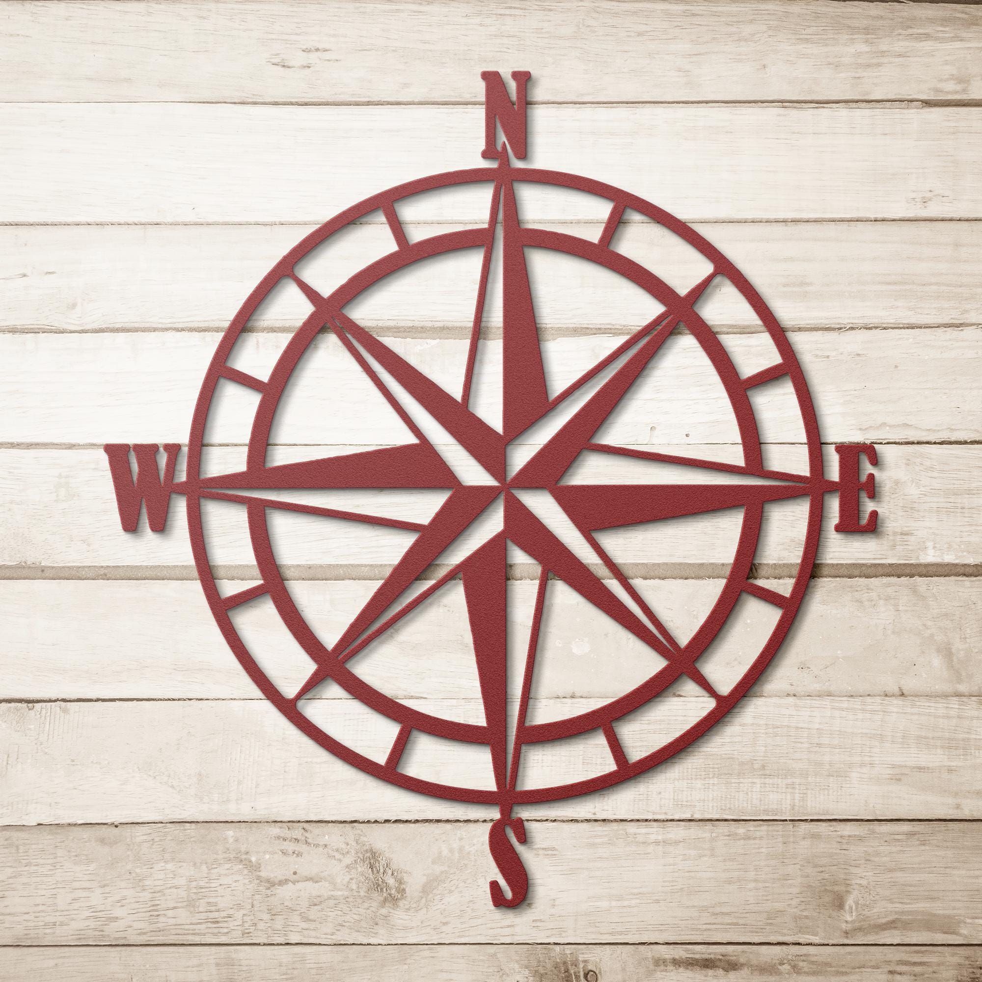 Compass Rose Metal Wall Art | Nautical Die Cut Sign | Adventure Home Decor | Wanderlust Gift for Him Her | Map Decor