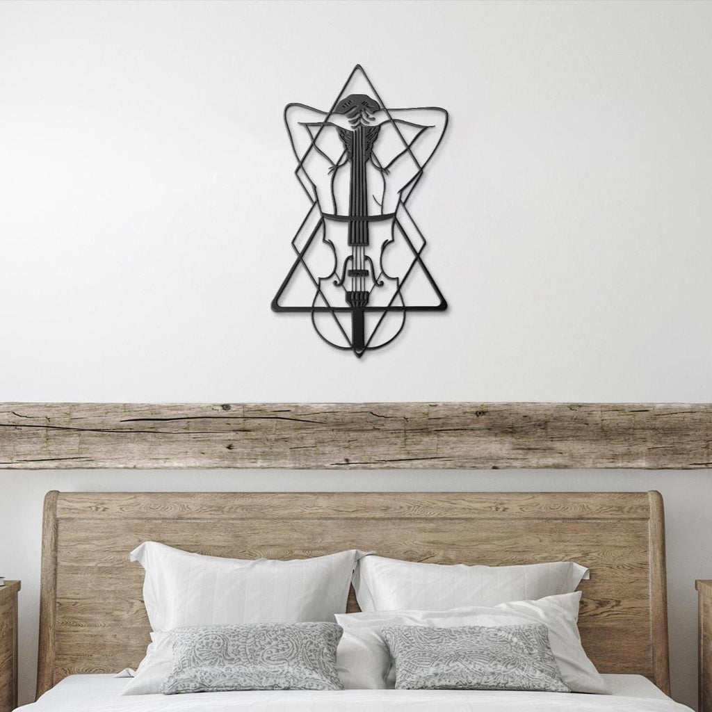 Violin Metal Wall Art, Geometric Female Figure, Music Lover Gift