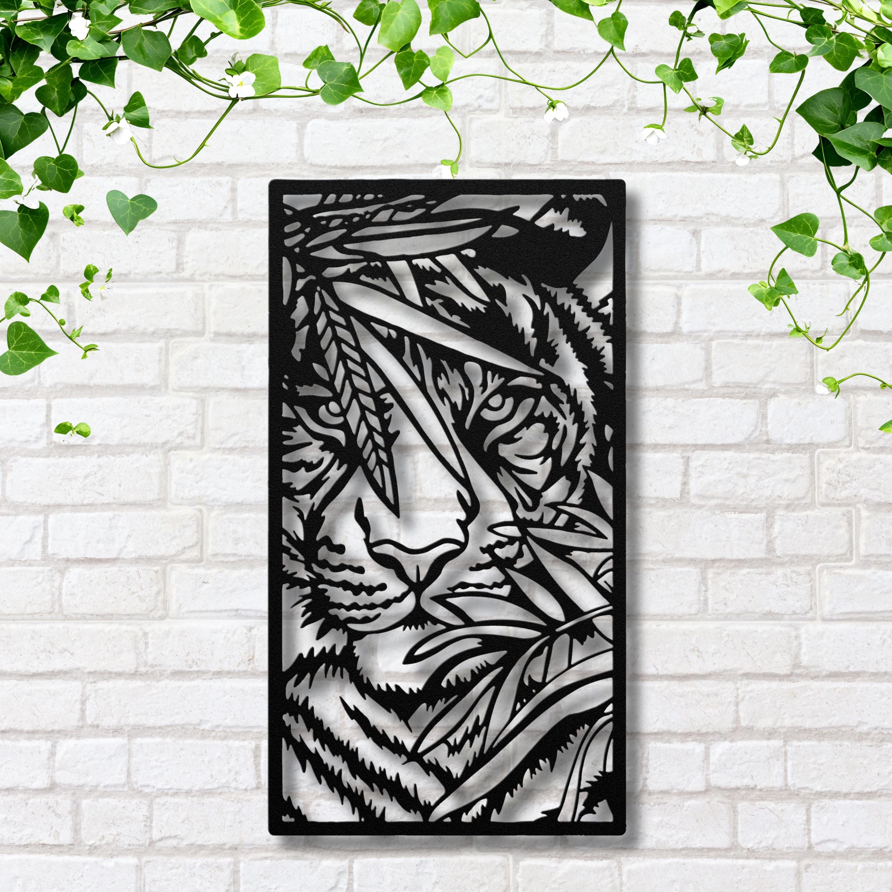 Tiger Jungle Metal Art - Exotic Wildlife Wall Decor | Durable Steel Sign
