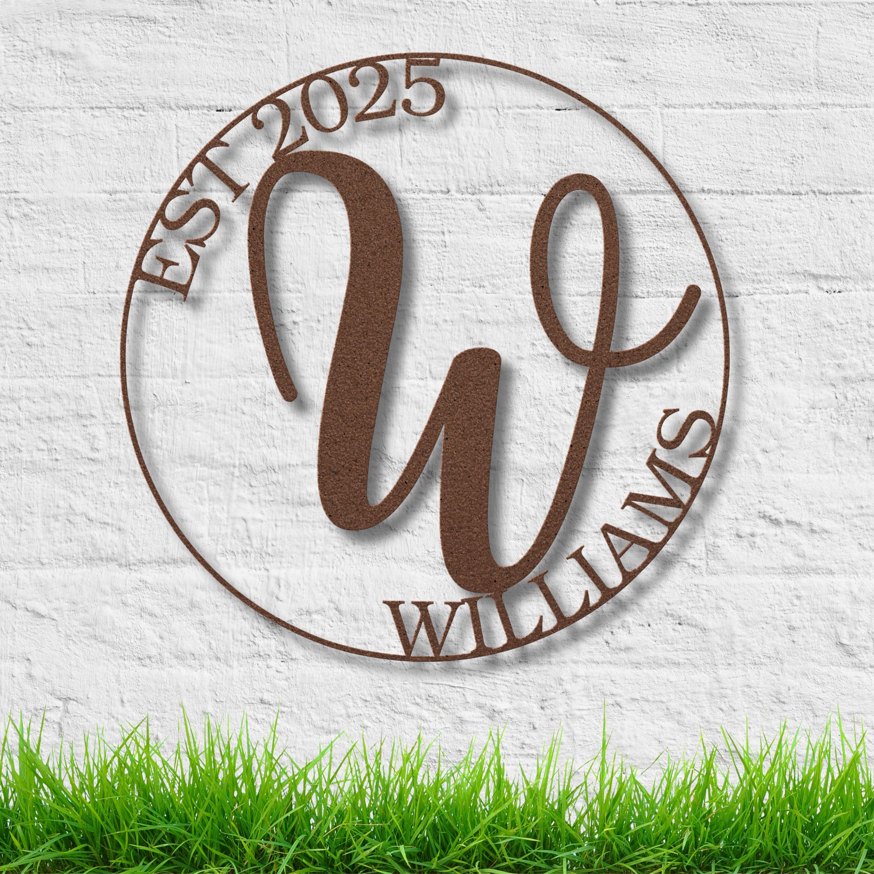 Family Monogram Sign - Personalized Metal Sign With Custom Initial Art & Established Date Decor