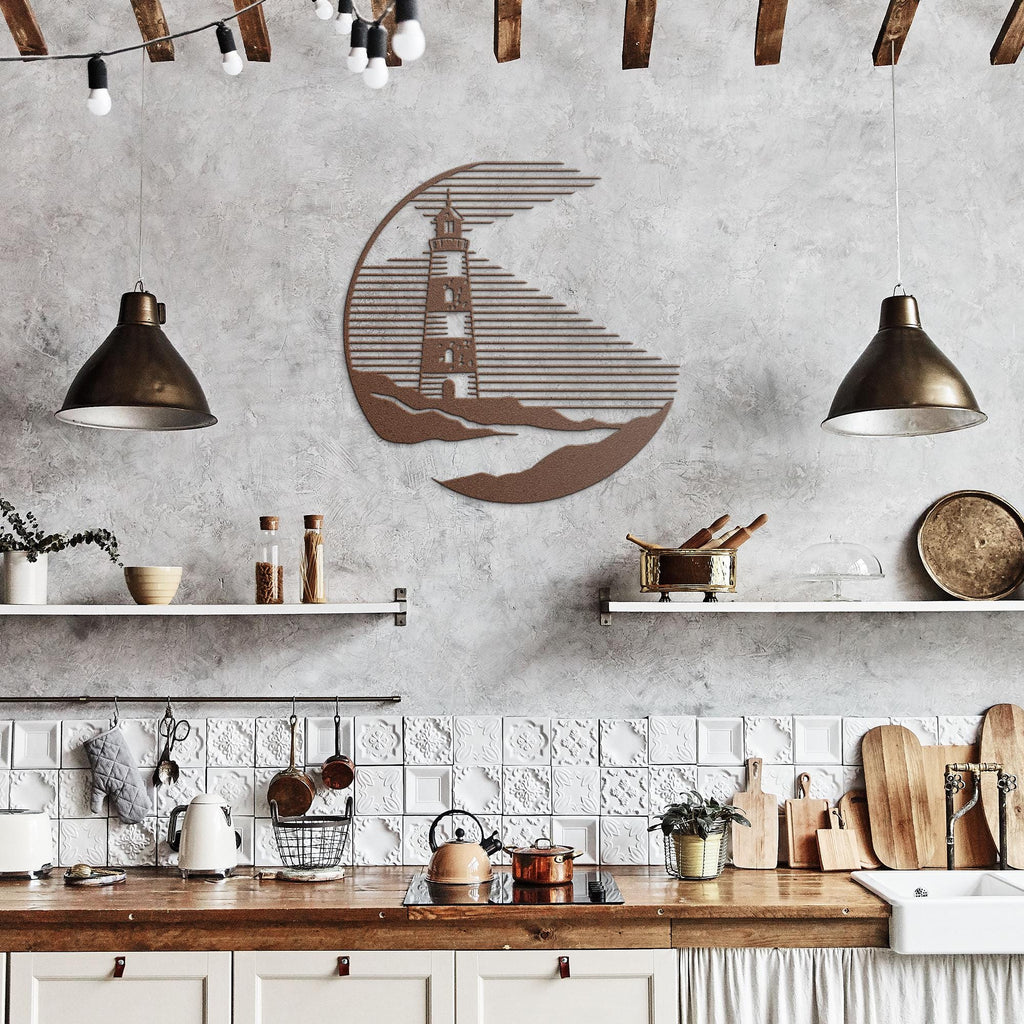 Lighthouse Metal Wall Art, Nautical Ocean Decor, Beach House Sign, Coastal Gift