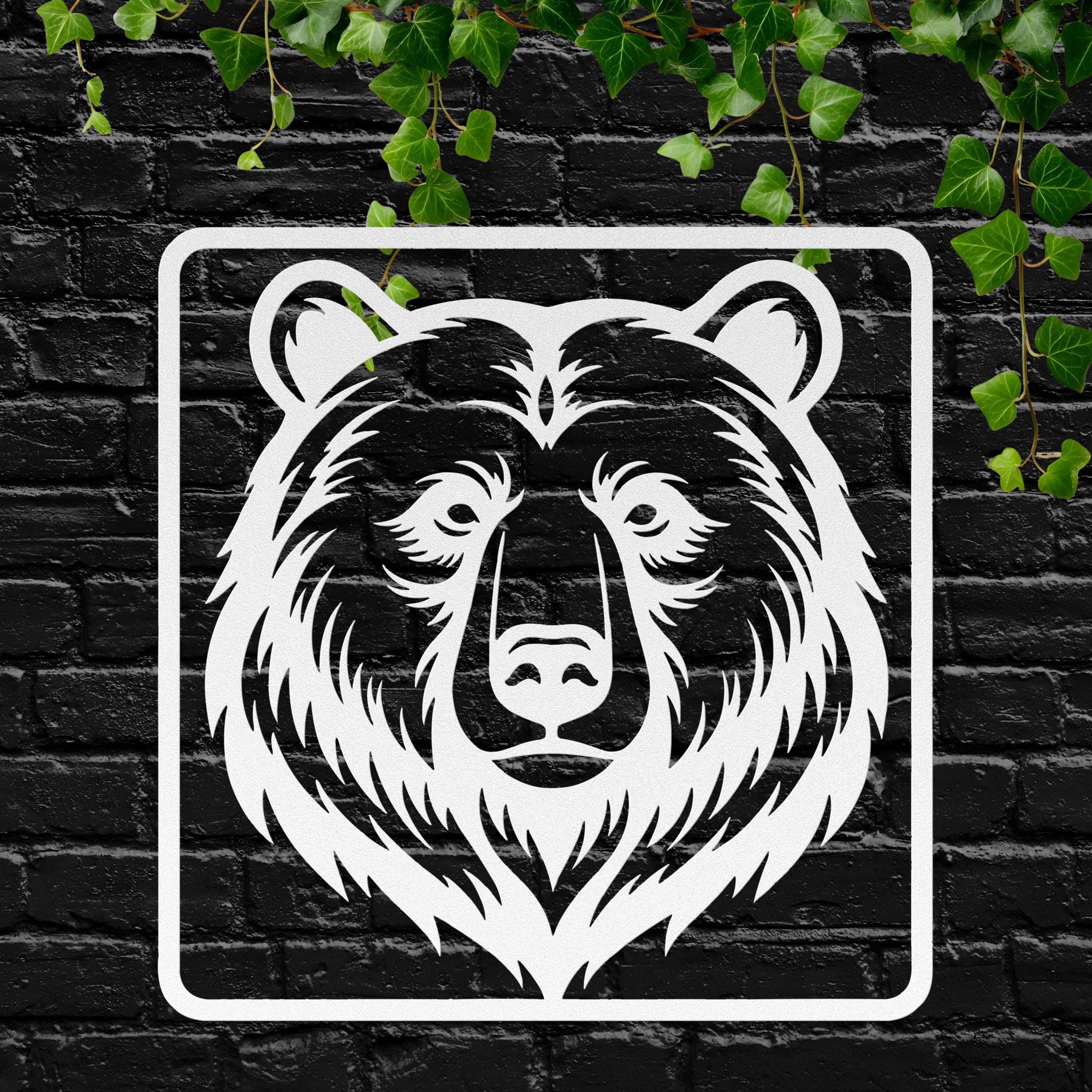 Grizzly Bear Head Metal Wall Art, Cabin Decor