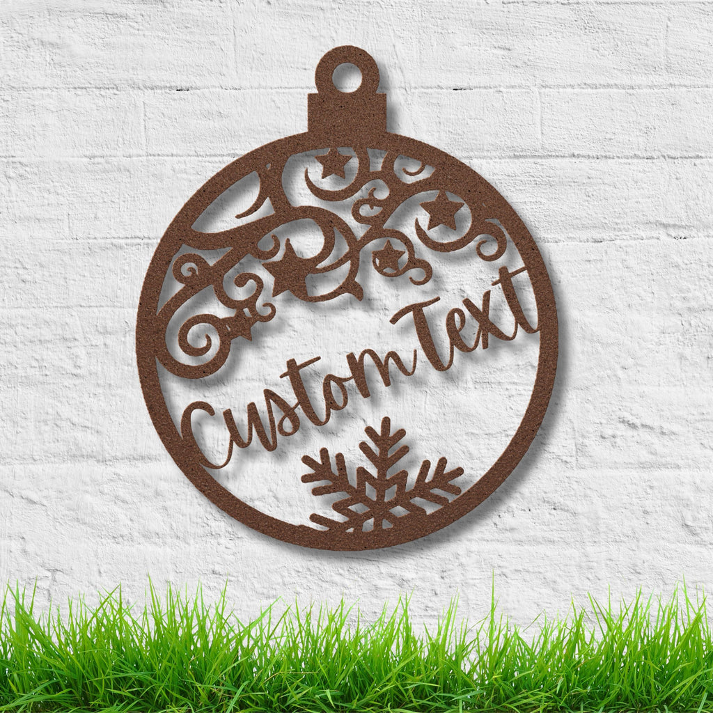 Personalized Christmas Ornament Metal Sign, Custom Family Name, Snowflake Decor