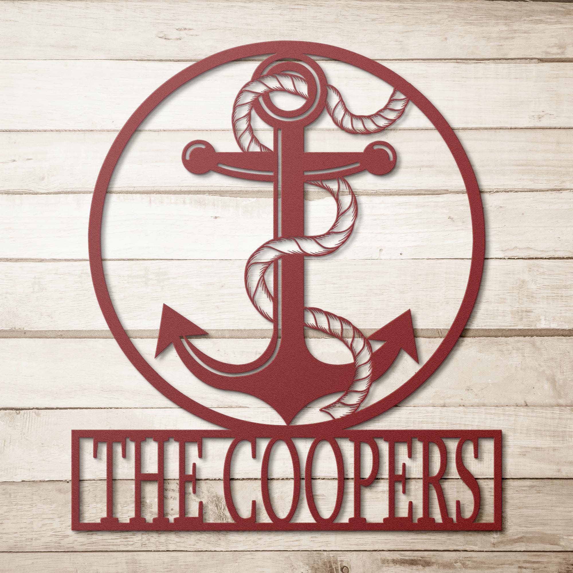 Custom Metal Anchor Sign: Nautical Coastal Outdoor Decor