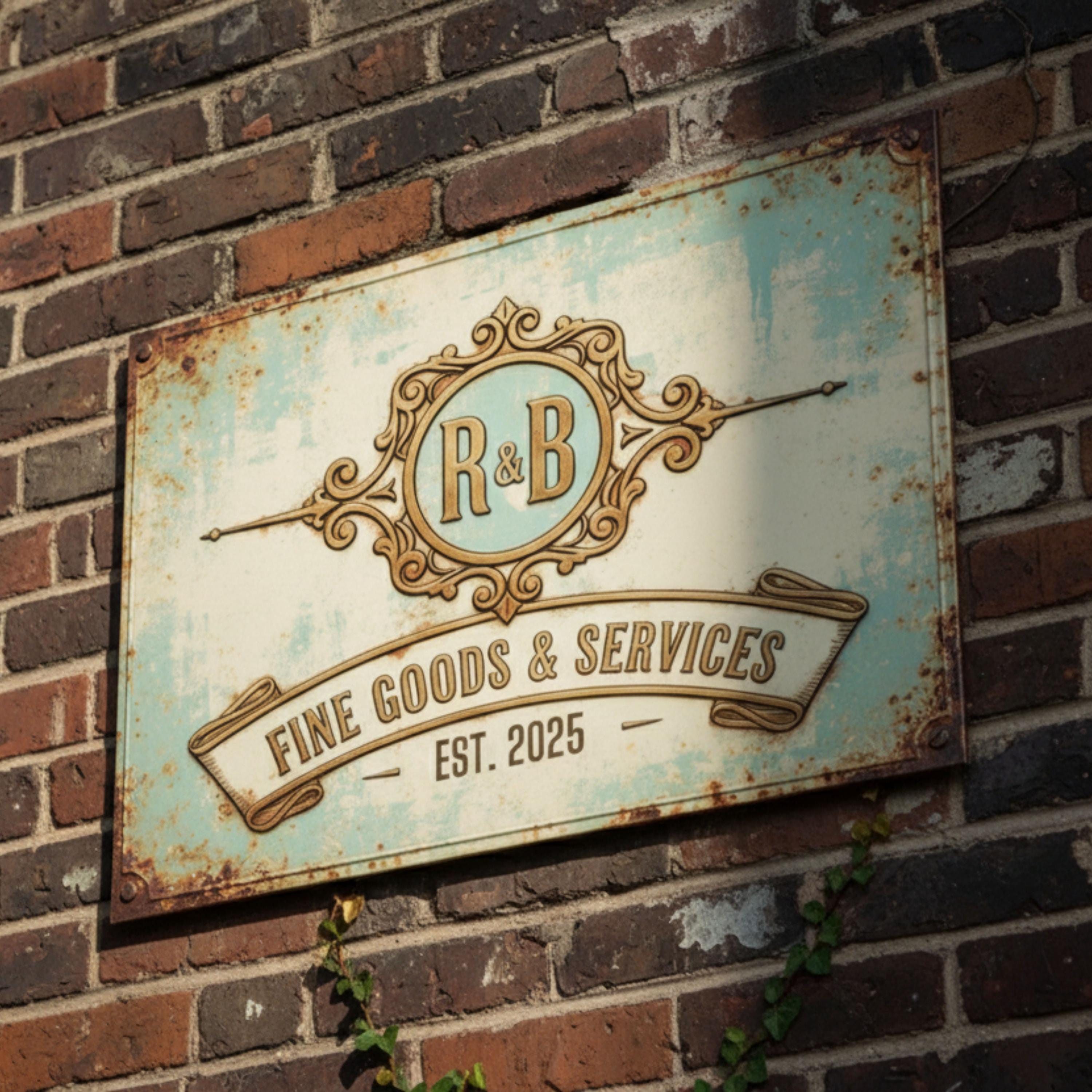 Personalized Fine Goods Sign, Custom Monogram Metal Plaque, Vintage Apothecary Decor, Ornate Services Wall Art, Rustic Business Gift