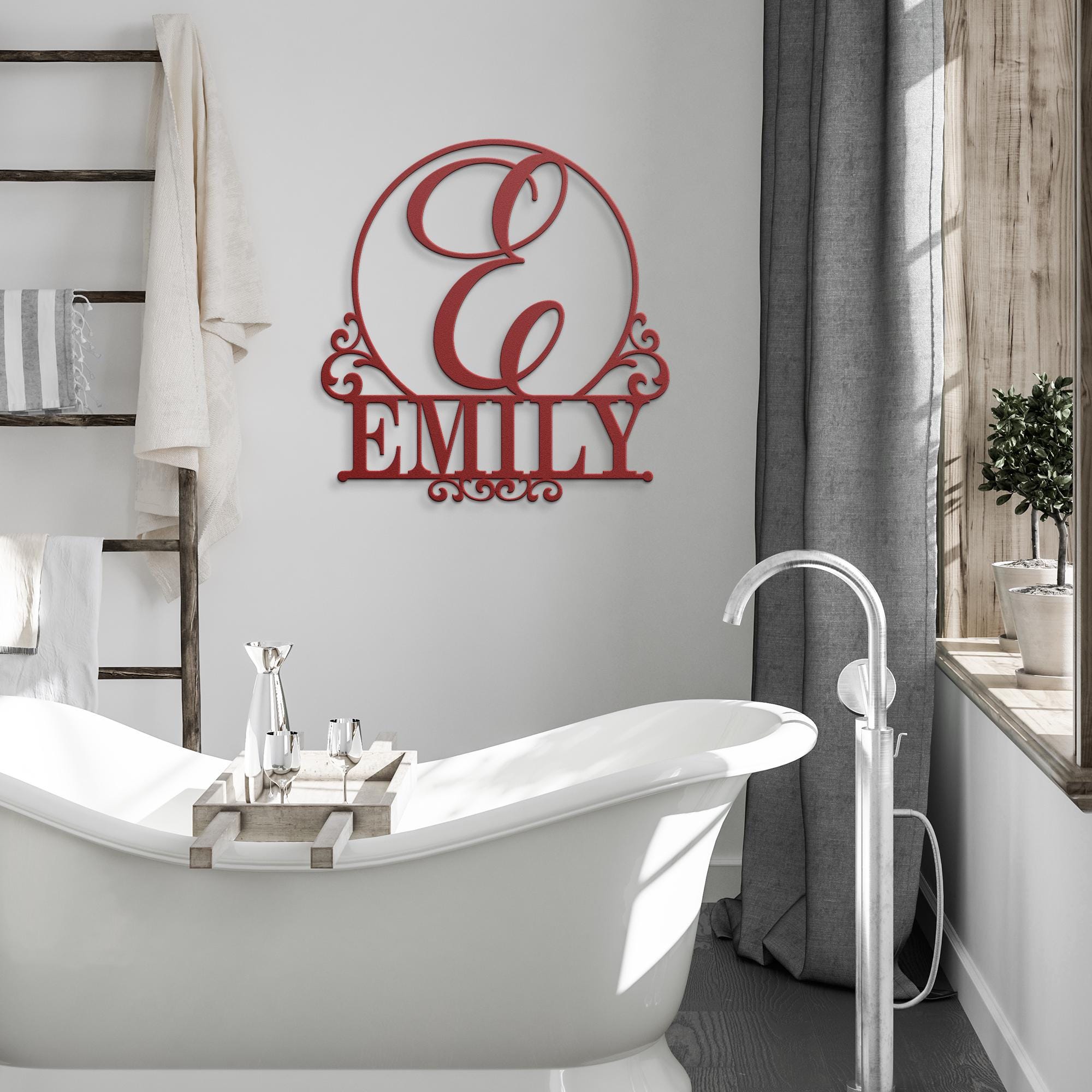 Personalized Metal Last Name Sign: Elegant Monogram Wall Decor