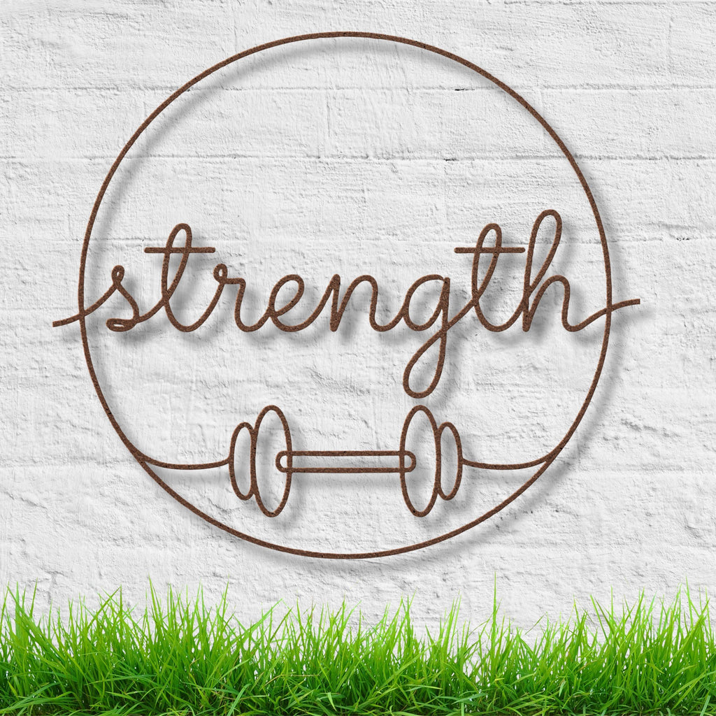 Strength Dumbbell Sign - Metal Wall Art | Gym Motivation & Fitness Decor